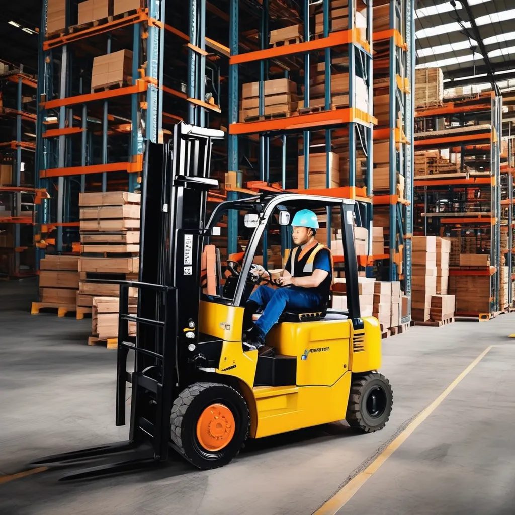 Forklift in a warehouse