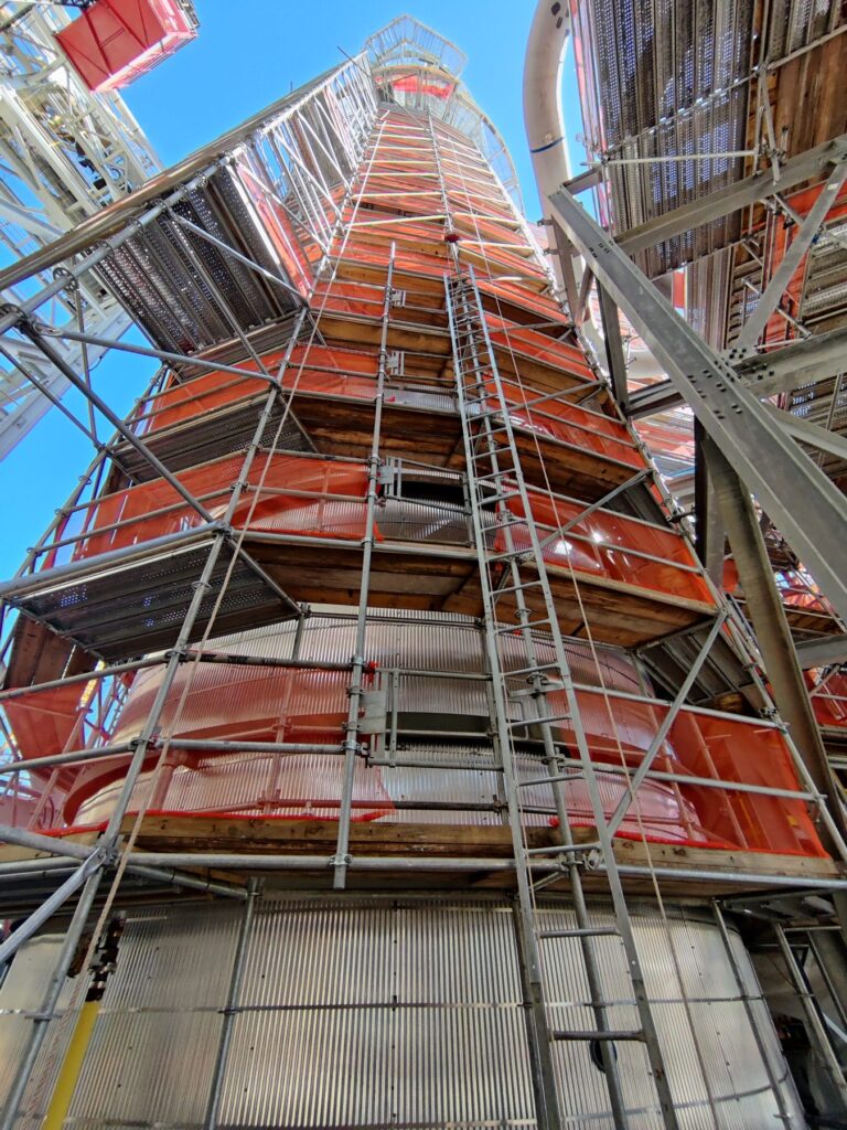 Scaffolding inside a plant